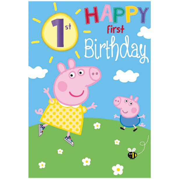 Onwijs Peppa Pig verjaardagskaart 1 jaar | Peppa Pig feestartikelen EH-22