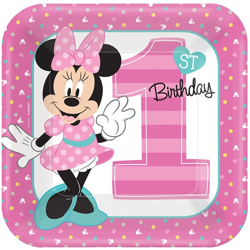 virtueel Reizen kruising Disney Minnie Mouse 1e verjaardag bordjes 22,9 cm. 8 st. | Disney Minnie  Mouse 1e verjaardag feestartikelen | Magic Moments For Kids