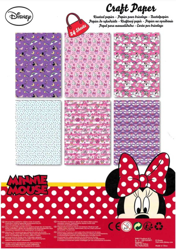 Internationale Nat Ontvanger Disney Minnie Mouse knutselpapier A4 21 x 29,7 cm. | Disney Minnie Mouse  cadeau artikelen | Magic Moments For Kids
