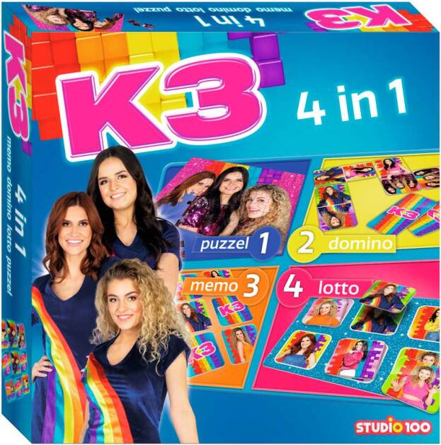 financieel onderwerpen handboeien K3 spel 4in1 puzzel - domino - memo - lotto | K3 cadeau artikelen | Magic  Moments For Kids