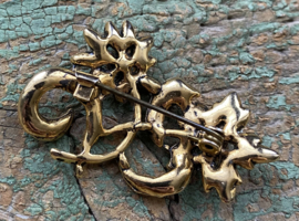 Bloemen broche met strass