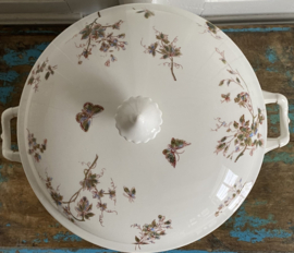 Grote hoge dekschaal “Vlinders~Vogels~Bloemen”