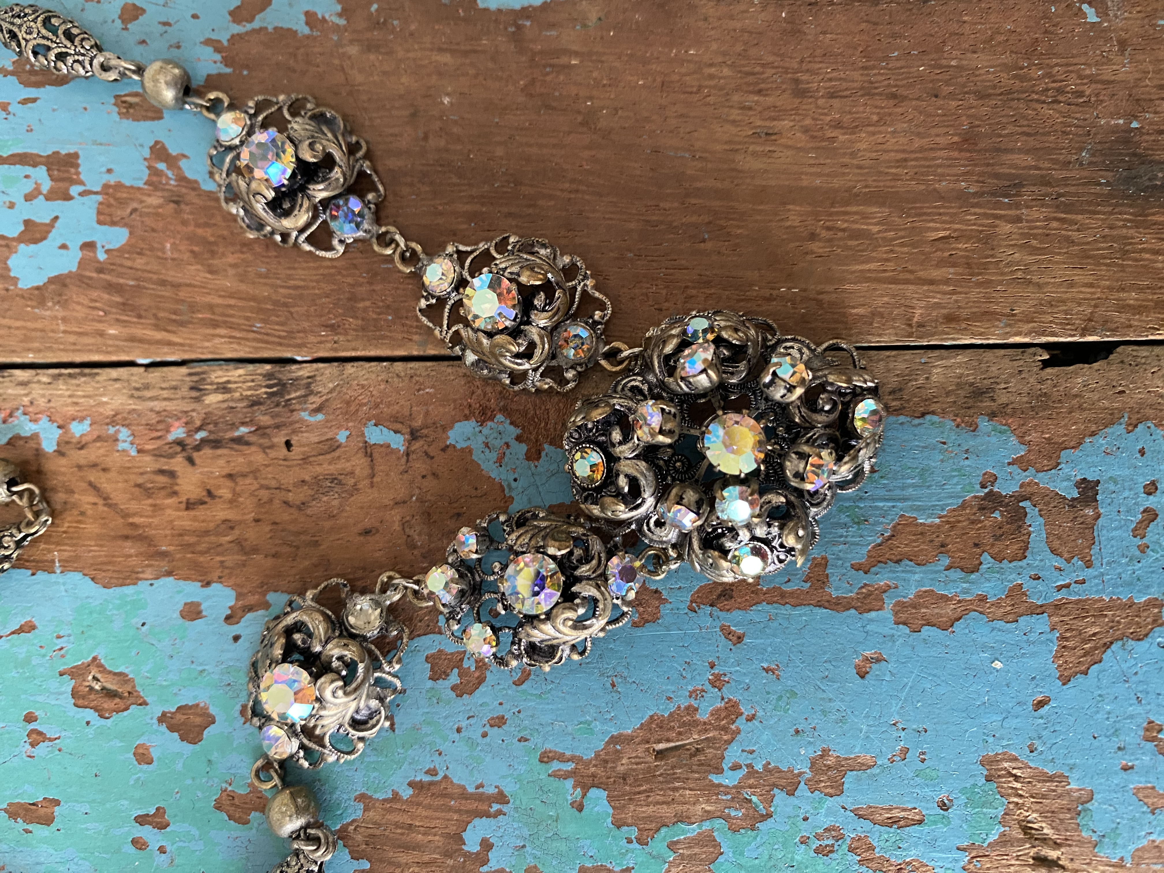 Oude Engelse strass ketting