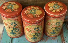 Oud voorraadblikken set