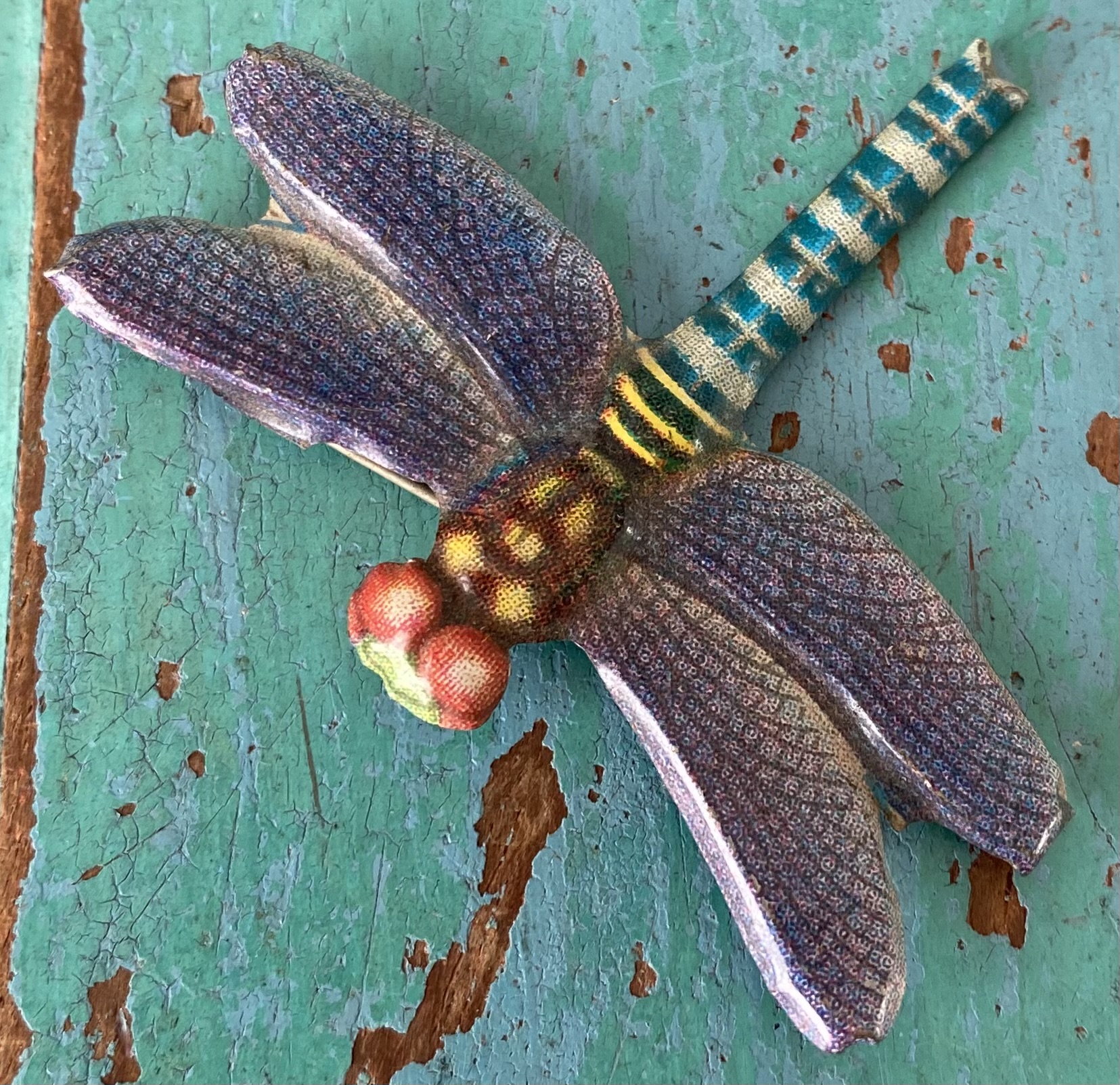 Vintage blikken libelle broche