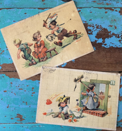 Twee oude kinderkaarten