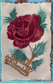 Oude celluloid kaart met roos