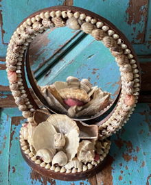 Franse vintage schelpen spiegel