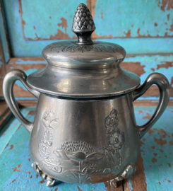 Zilvertinnen Art Nouveau suikerpot