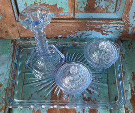 Blauw glazen kaptafelset