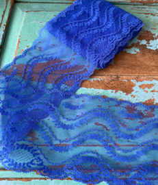 Blauw breed tule kant  (330cm)