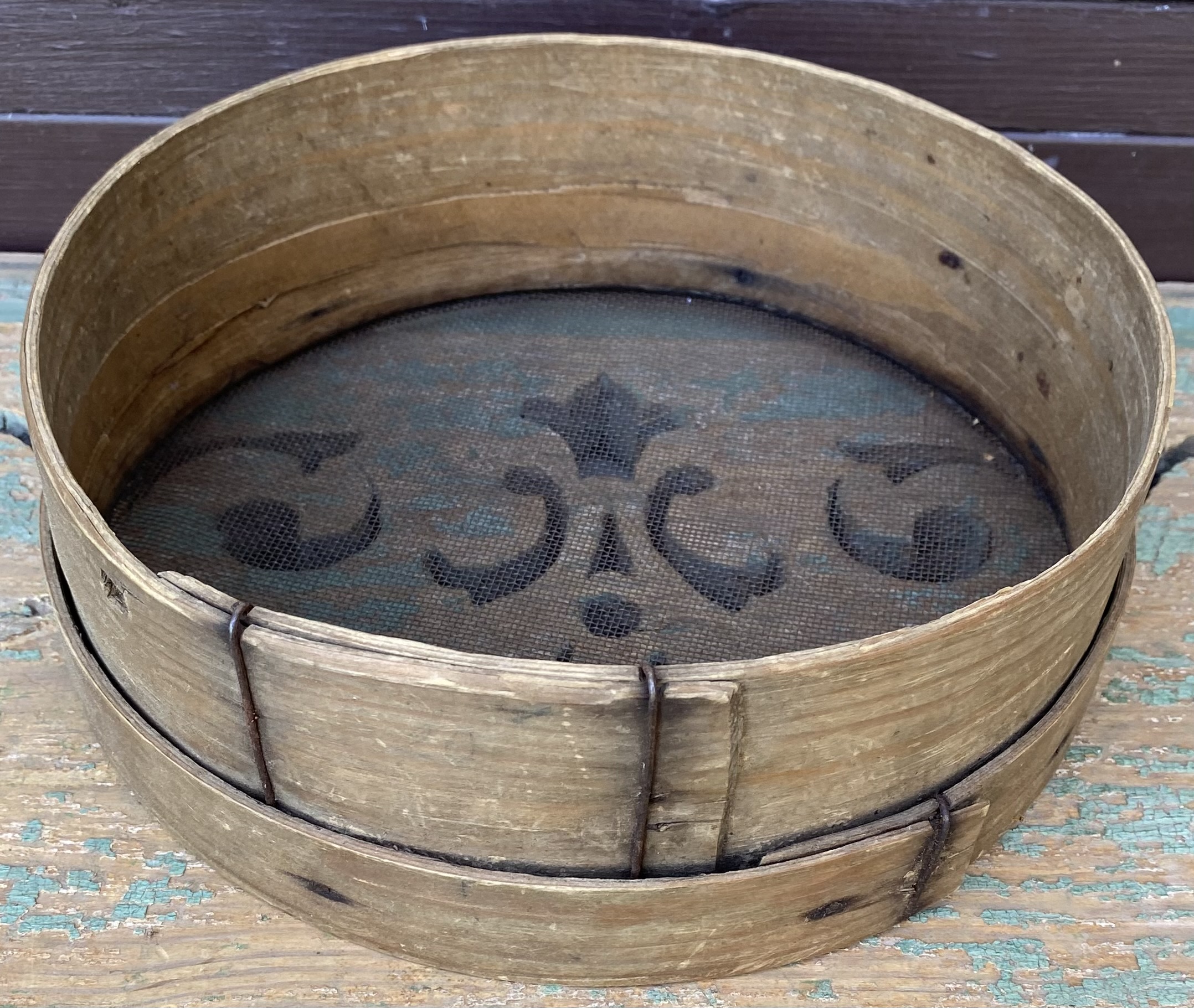 Antieke houten Zweedse zeef