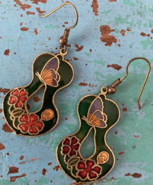 Vintage emaille oorbellen