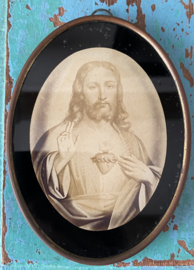 Oud ovaal lijstje “Jezus”