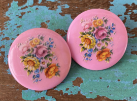 Roze clips met bloemetjes