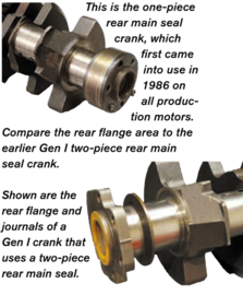 Chevy verschil one pice en two pice rear main seal