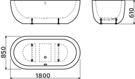 InBe Freestanding Bathtubs met Stop/Go drain
