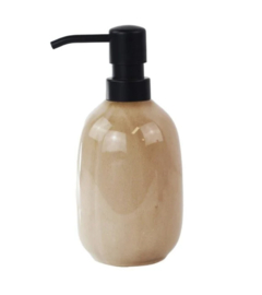 Keramiek zeepdispenser beige met zwart pompje