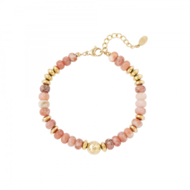 Armband met gekleurde steentjes -roze