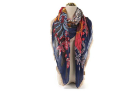 Donkerblauw grijs sjaal Latina