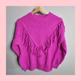 Fringe sweater pink