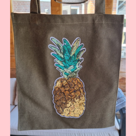 Tote bag groen met print