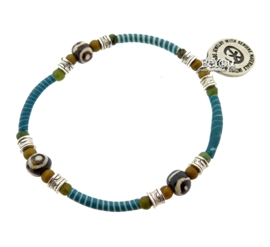 Flip Flop Bracelet African Beads Turquoise Blue