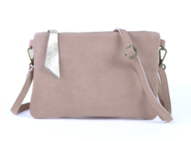 Suede schoudertas Taupe