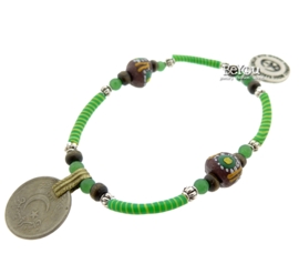 Flip Flop Bracelet Beads 'n Coins Lime