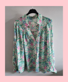 Spring flower blouse green