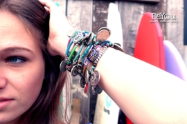 Flip Flop Bracelet Beads 'n Coins Blue