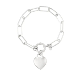 Schakelarmband met hart zilver