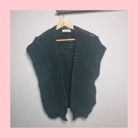 Knitted gilet donkergroen