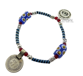 Flip Flop Bracelet Beads 'n Coins Blue