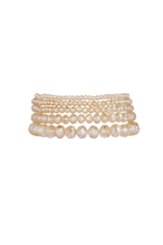 Set van 5 kristal armbanden beige - beige