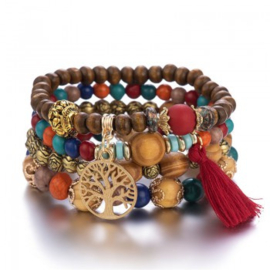 Armband Bohemian/Tree of life bleu red