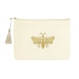 Make-up tas  golden bee off-white