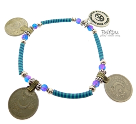 Flip Flop Bracelet Coins Turquoise Blue