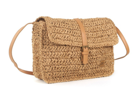 Camel gevlochten tas/crossbody