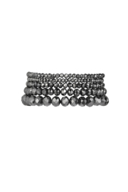 Set van 5 kristal armbanden - grijs/donkergrijs