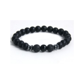 Armband  Lava stone heren zwart