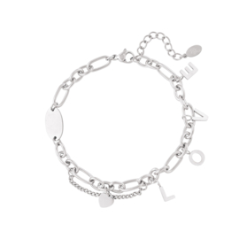 Armband chunky LOVE - zilver