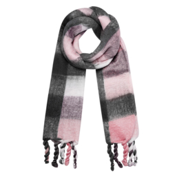 Sjaal geblokt zwart/roze/wit