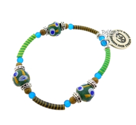 Flip Flop Bracelet African Beads Lime