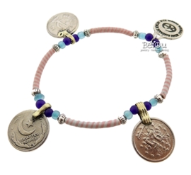 Flip Flop Bracelet Coins Pink Blue