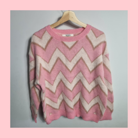 Zigzag trui roze