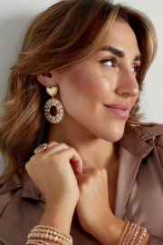 Statement oorbellen met hart detail zwart/goud