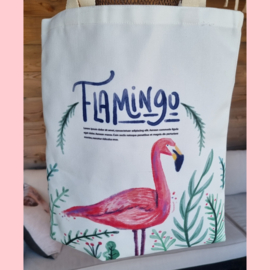 Tote bag wit flamingo