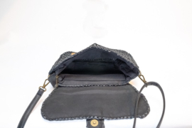 Zwart gevlochten tas/crossbody