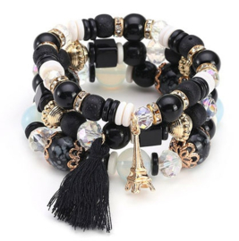 Armband Bohemian/Glaskralen black